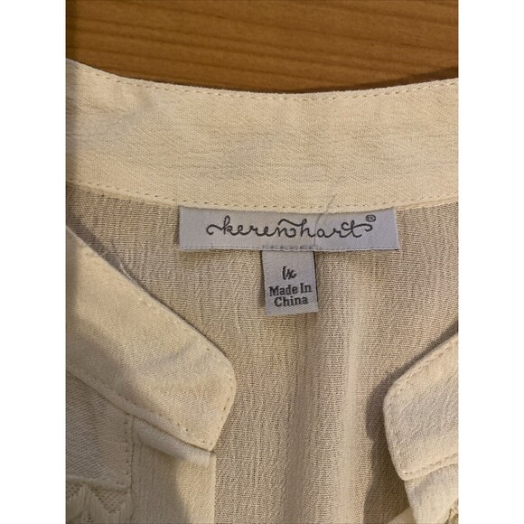 Keren Hart Ivory Embroidered Crochet Boho Blouse Tunic Top Shirt Womens 1X- New - Picture 14 of 16